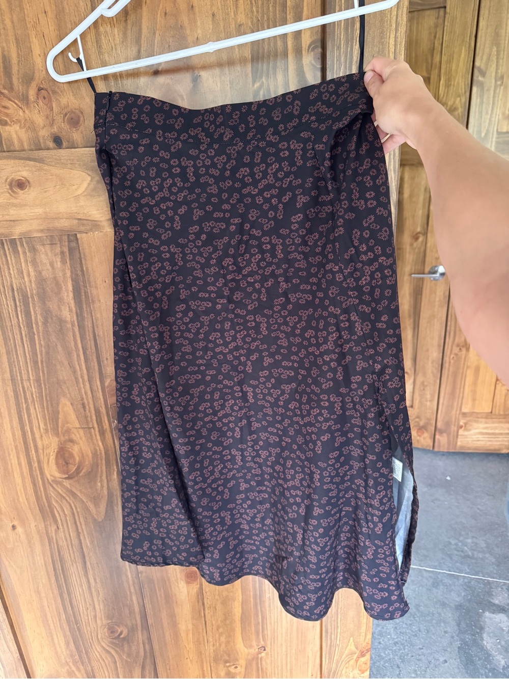 Women's Black Floral Midi Skirt